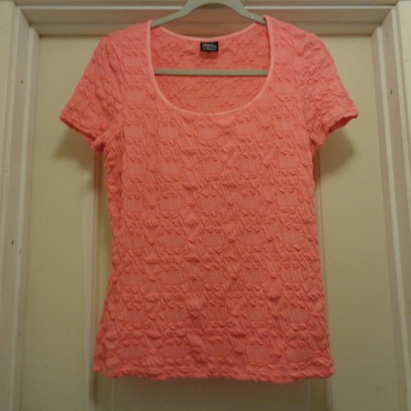 TRIBAL STRETCH PUFFY TANGERINE SHIRT BLOUSE G/L - Picture 1 of 5